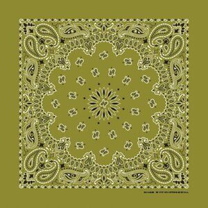 USA Made 100% Cotton Paisley Bandanas 22"X22" Olive Adults, Kids, Dogs, Crafts